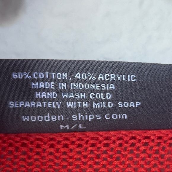 Wooden Ships by Paola Buendía Open Knit Cardigan Size M/L | Orange Red - Picture 4 of 8